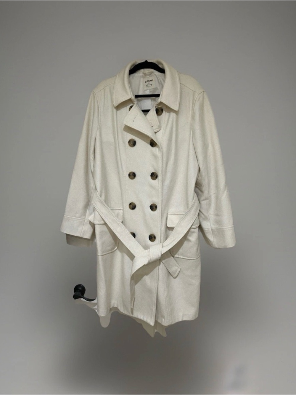 Old Navy Women's Cream Double-Breasted Belted Trench Coat size XXL